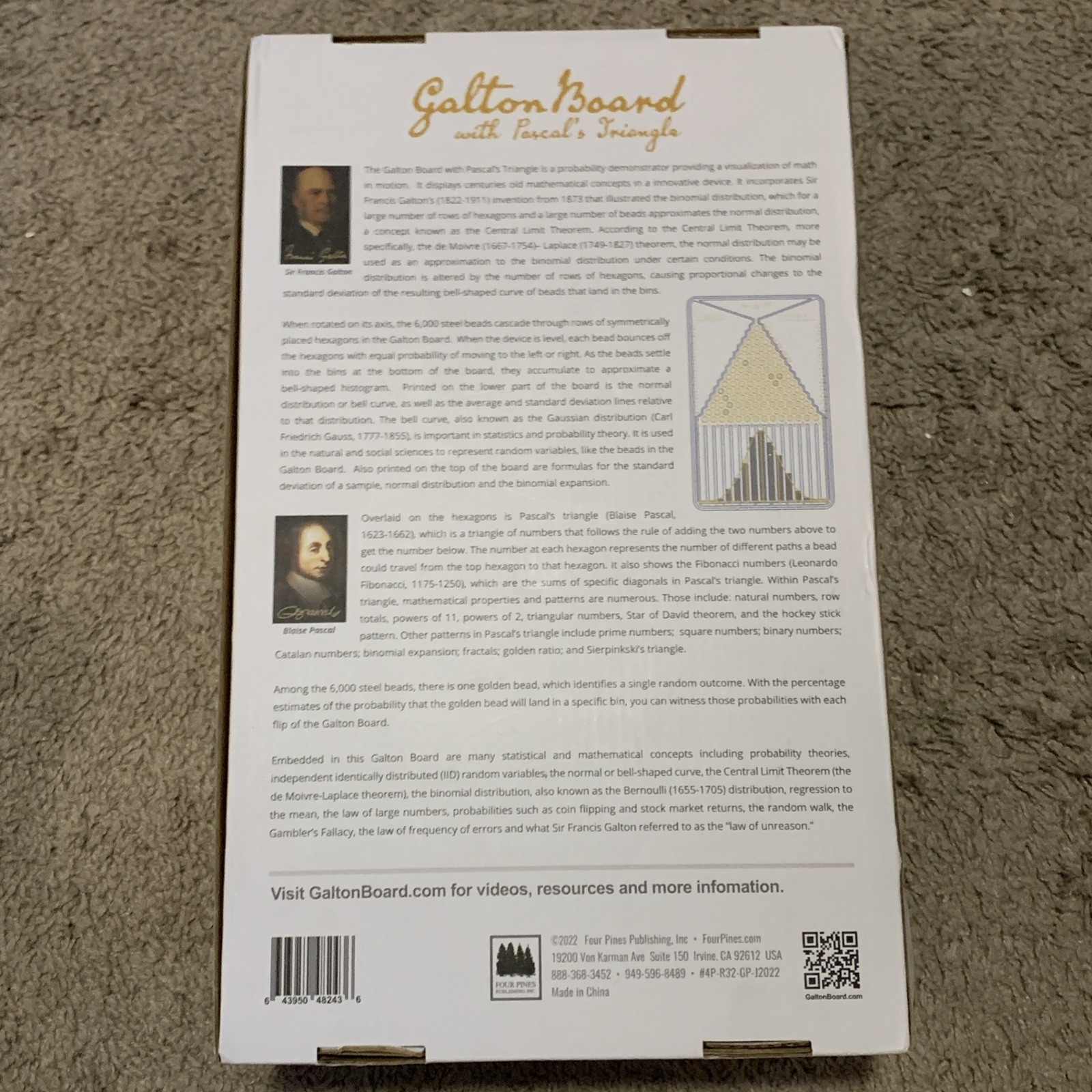 Galton Board With Pascal’s Triangle Probability Demonstrator Four Pines New