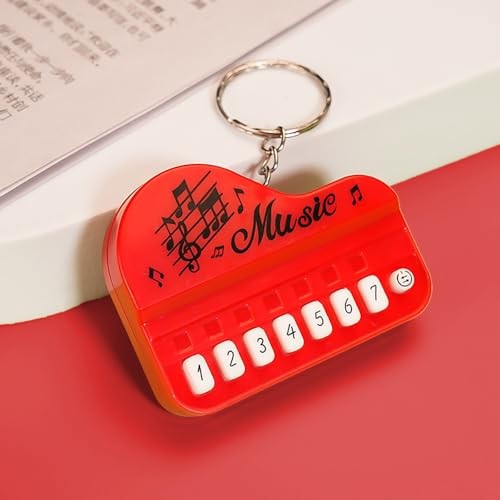 1 Pcs Red Micro Piano Keychain, Portable Keyboard Instrument, Mini Electronic