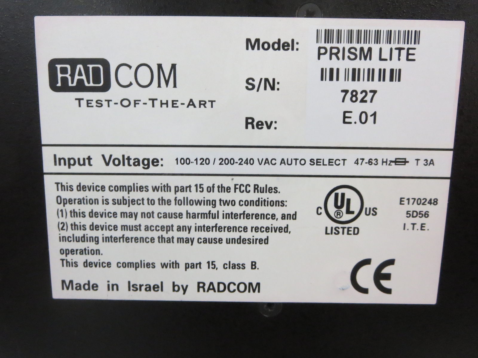 RADCOM PRISM LITE Test-Of-The-Art Prism Lite Net Protocol Analyzer