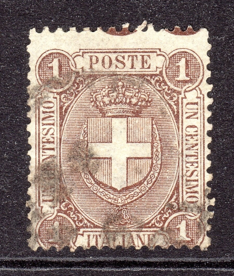 Italy Scott #  73 F/VF Used 1896-7 1 Cent Arms of Savoy #3