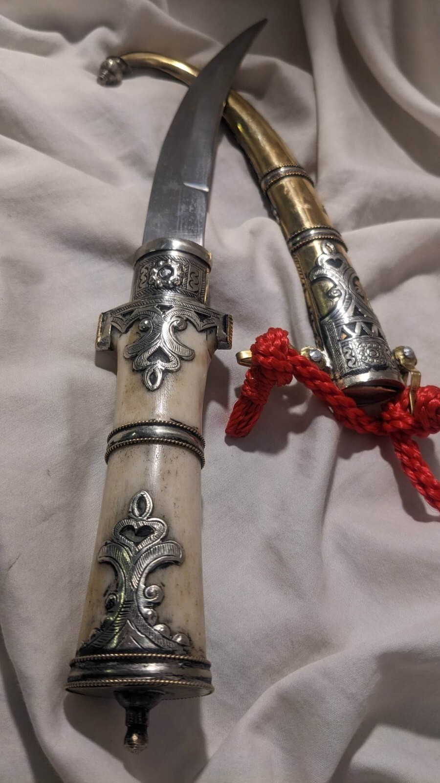 Authentic 12-1/4" Morocco Dagger Khanjar Handmade Silver Dagger Berber BEAUTIFUL