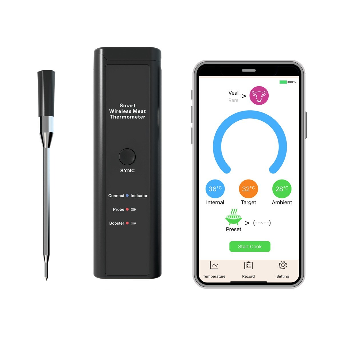 Wireless Meat Thermometer - Long Range Thermometer with Bluetooth BBQ-Turkey