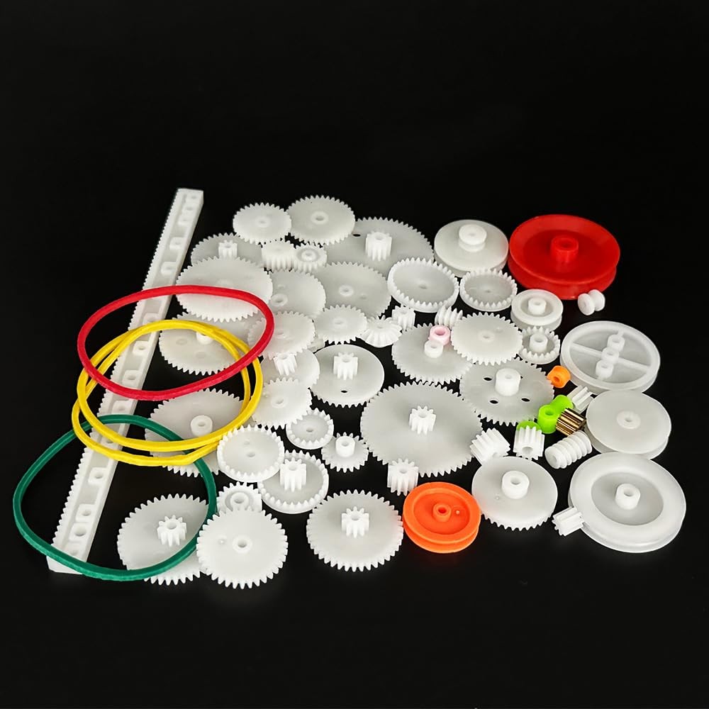 60PCS Small Gear Kit Plastic Gears Belt Pulley Single Spindle Gear...