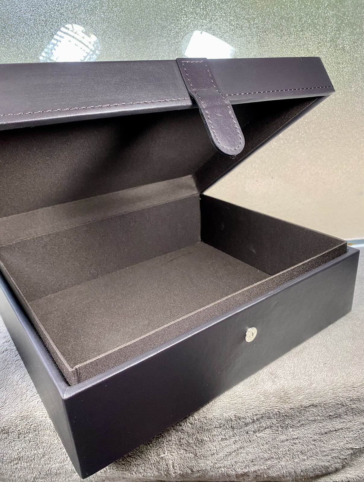 Quilted Lid Faux Leather Keepsake Box 13”x11.25”