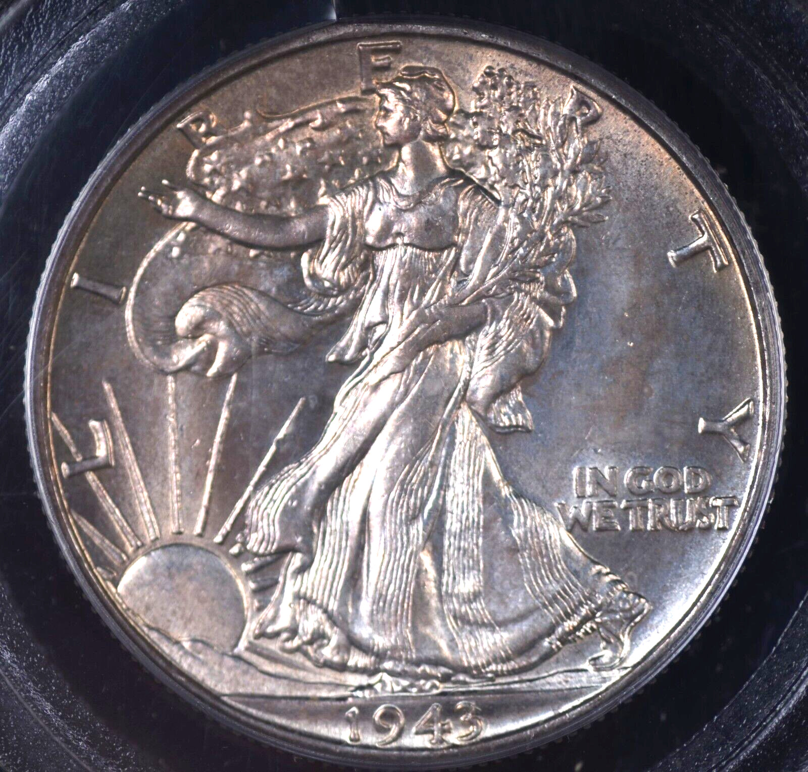 1943 D WALKING LIBERTY HALF PCGS MS 63 OLD GREEN HOLDER ORIGINAL AND FULLY