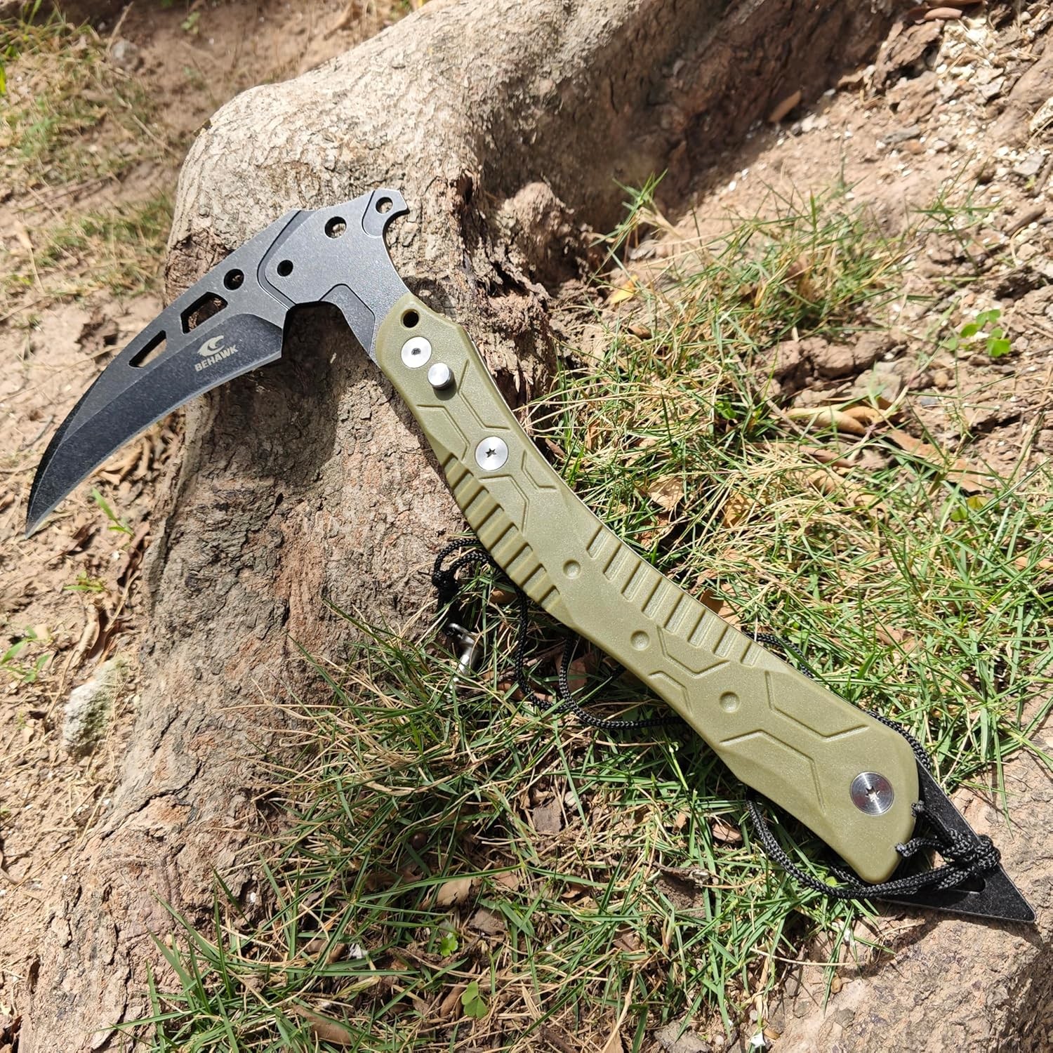 Folding Sickle Knife With Sheath, Quick Release Tactical Survival Tool