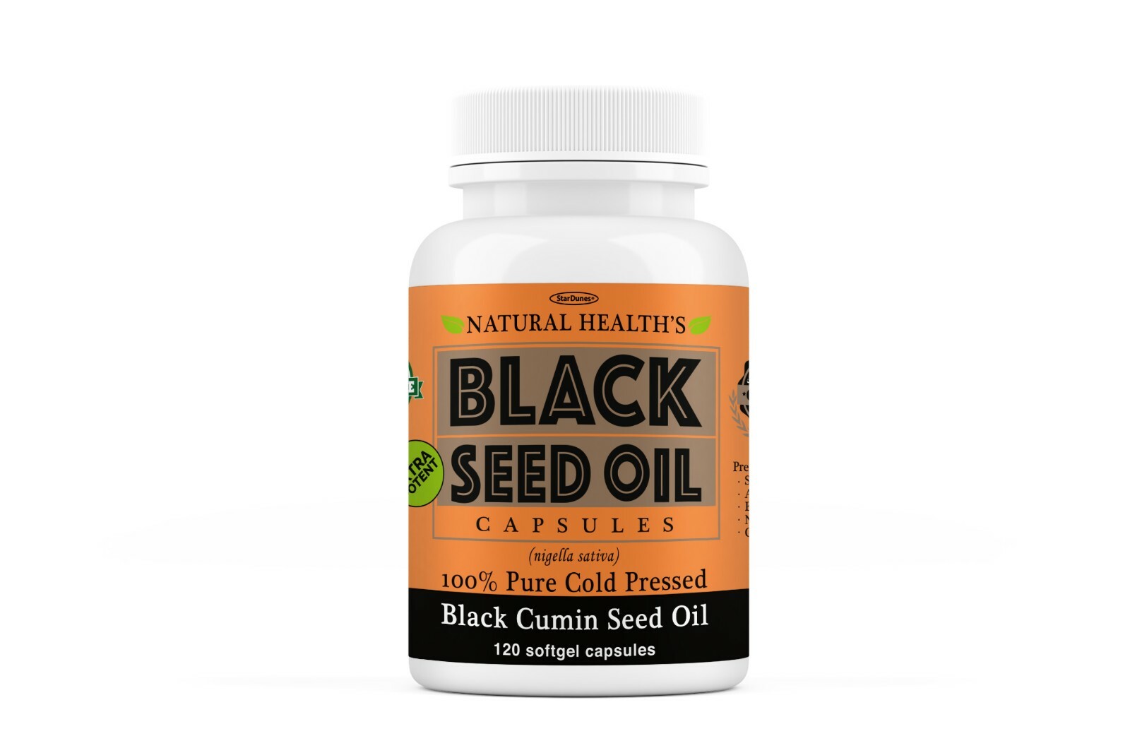 Pure Cold Pressed Black Cumin Seed Oil 1000mg per serving - 120 Capsules