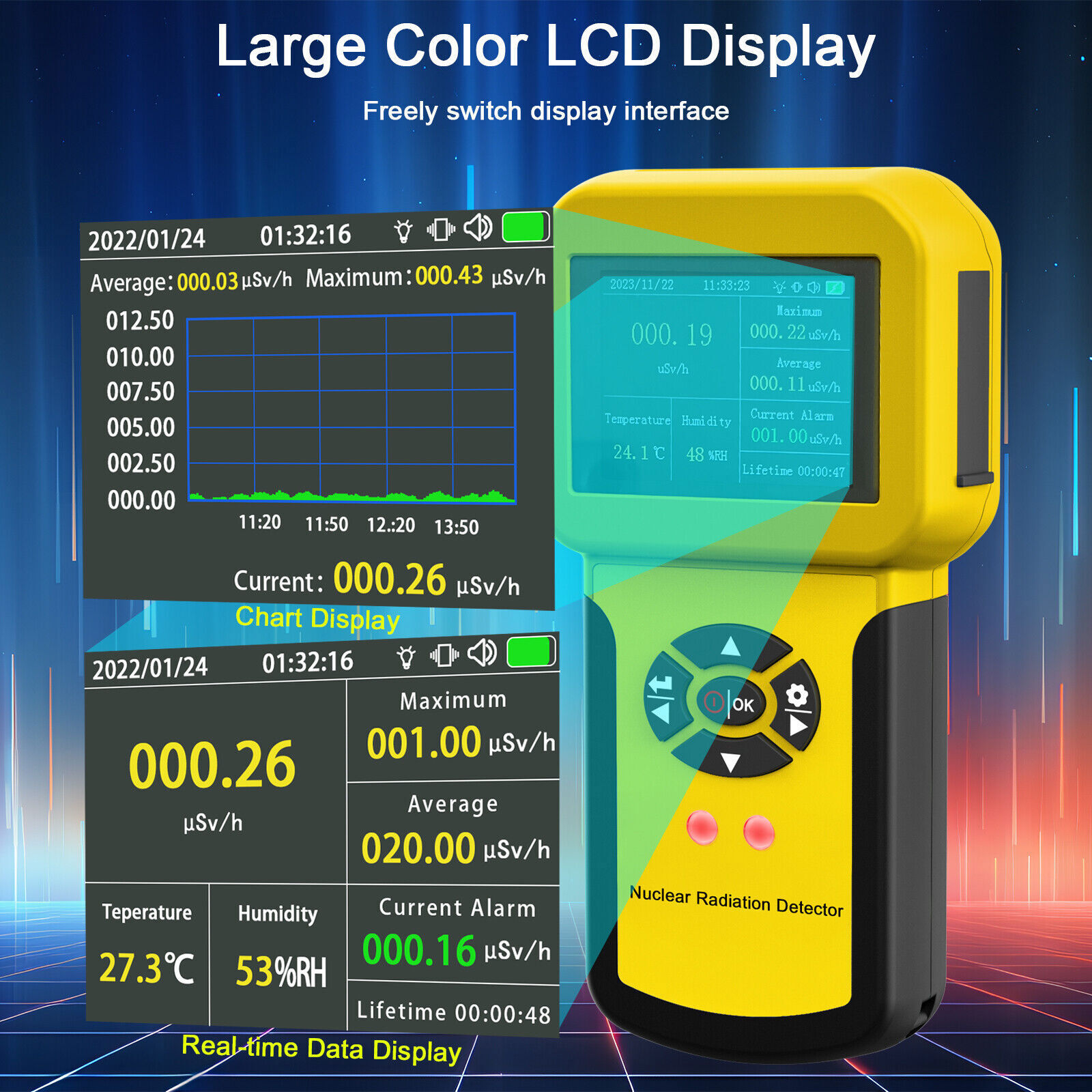 Digital LCD Electromagnetic Radiation Detector GM Meter β γ X-Ray Dosimeter Test