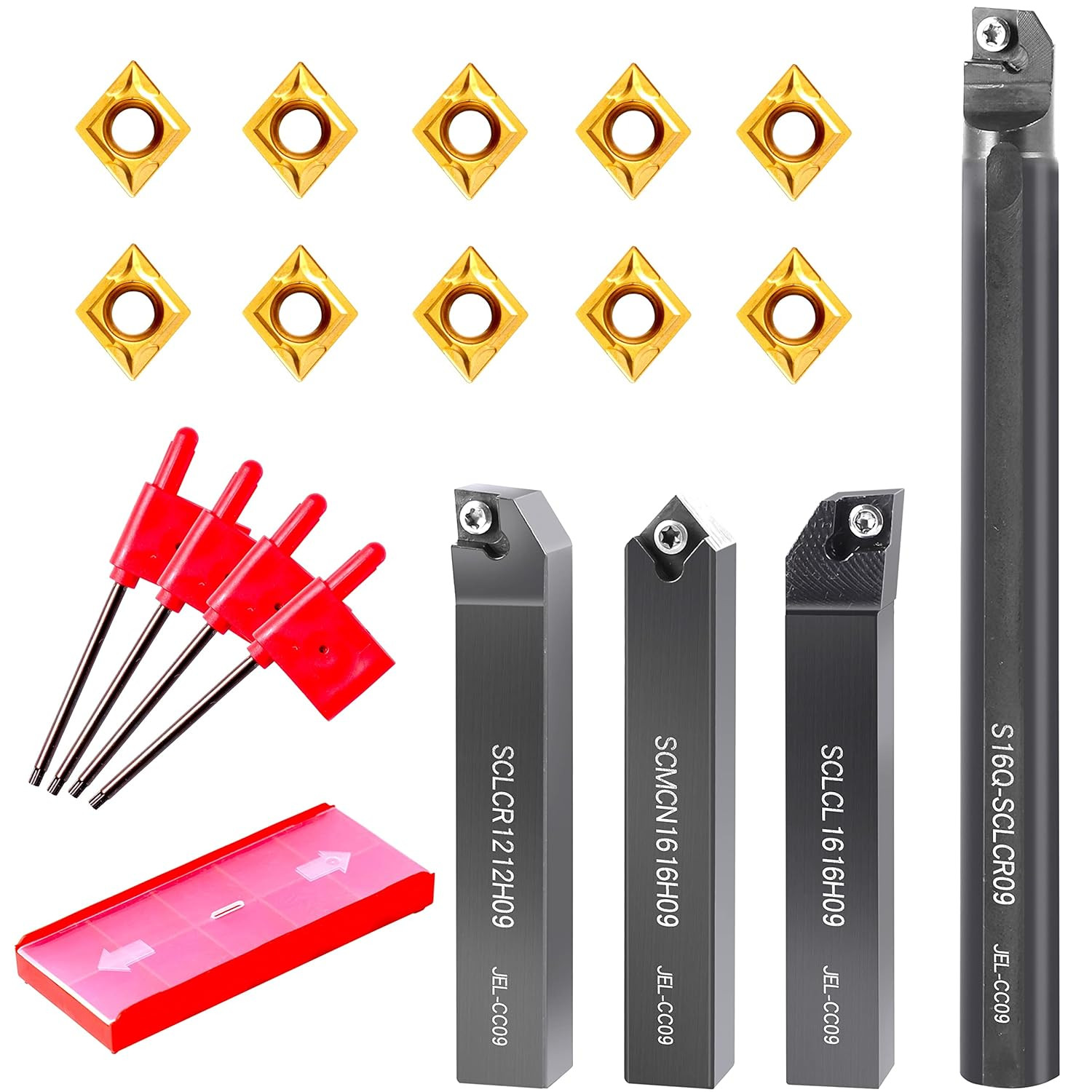 Lathe Turning-Tools Bit Set 14Pcs - Metal Lathe Cutting Tools 4Pcs 5/8" Shank Tu