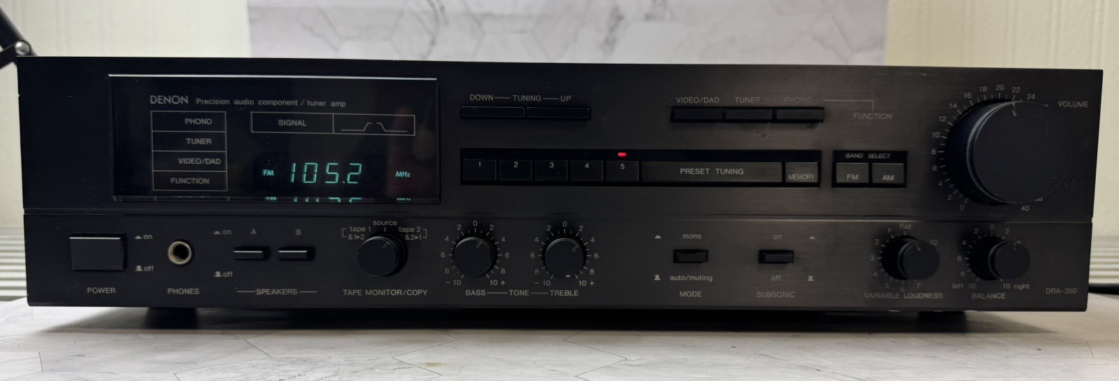 DENON DRA-350 Integrated Stereo Receiver  Made In Japan Vintage TESTED & Works