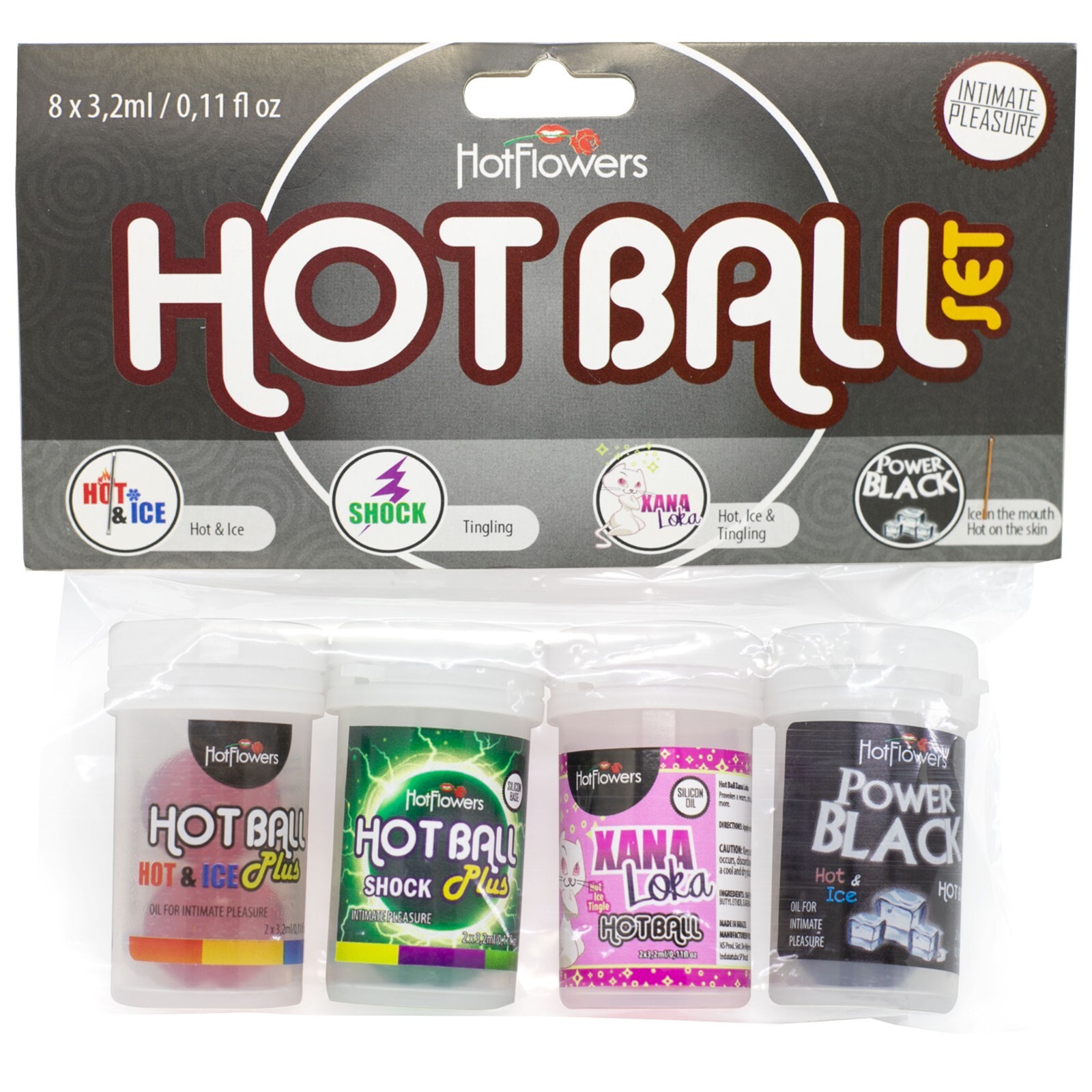 HOT FLOWERS Hot Ball Set with 4 packs: Hot & Ice, Shock, Power Black, Xana Loka