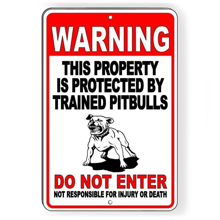 Beware Of Dog Protected By Trained Pitbull Do Not Enter Metal Sign 3 SIZES SBD47