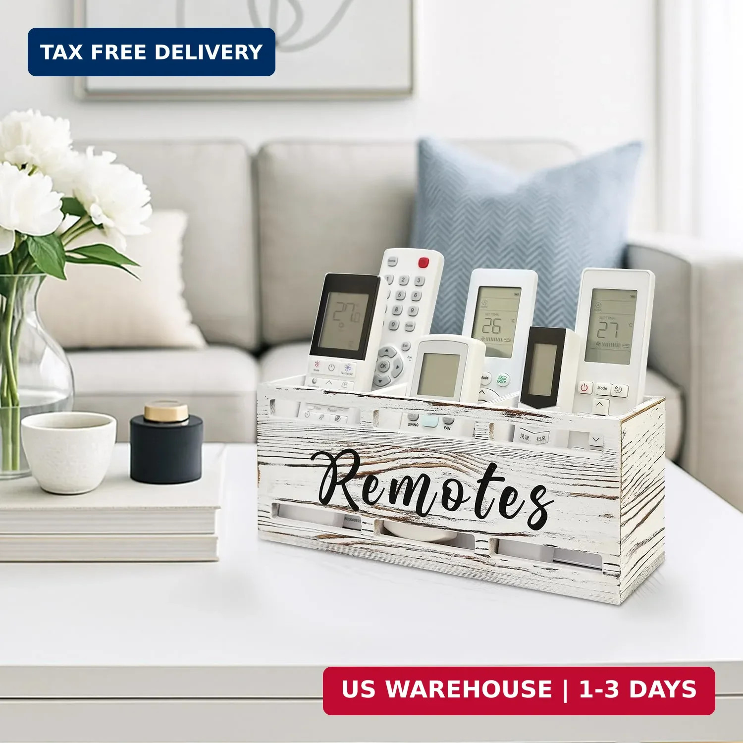 Remote Control Holder for Wall Bedside Organizer Wooden Remote Caddy Control Org