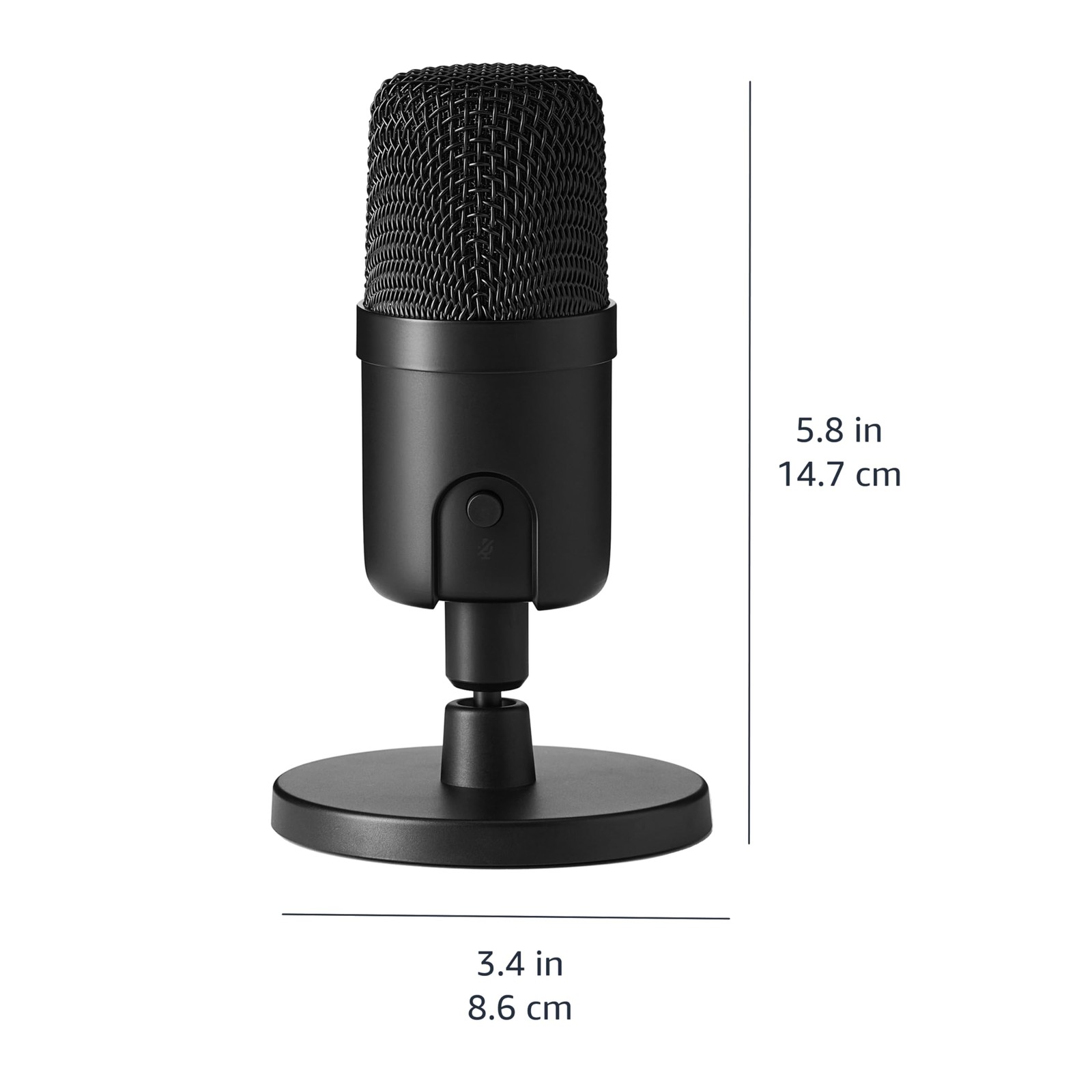 Amazon Basics USB Condenser Microphone for Streaming, 5.8 x 3.4 inches, Black