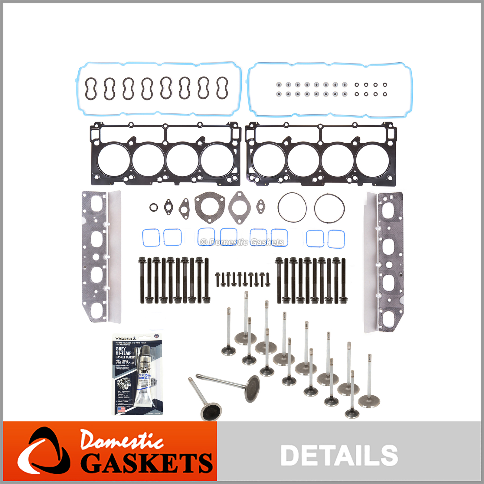 Head Gasket Set Intake Exhaust Valves Fits 09-15 Chrysler Dodge Jeep Ram 5.7
