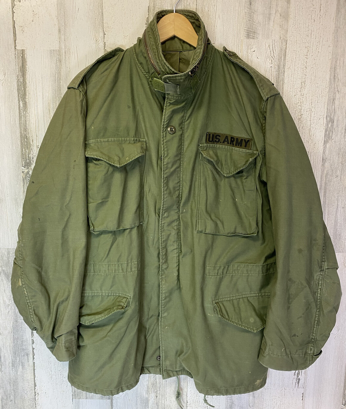 Vintage Olive Green Cold Weather Field Coat Medium Long OG-107 - Distressed Read