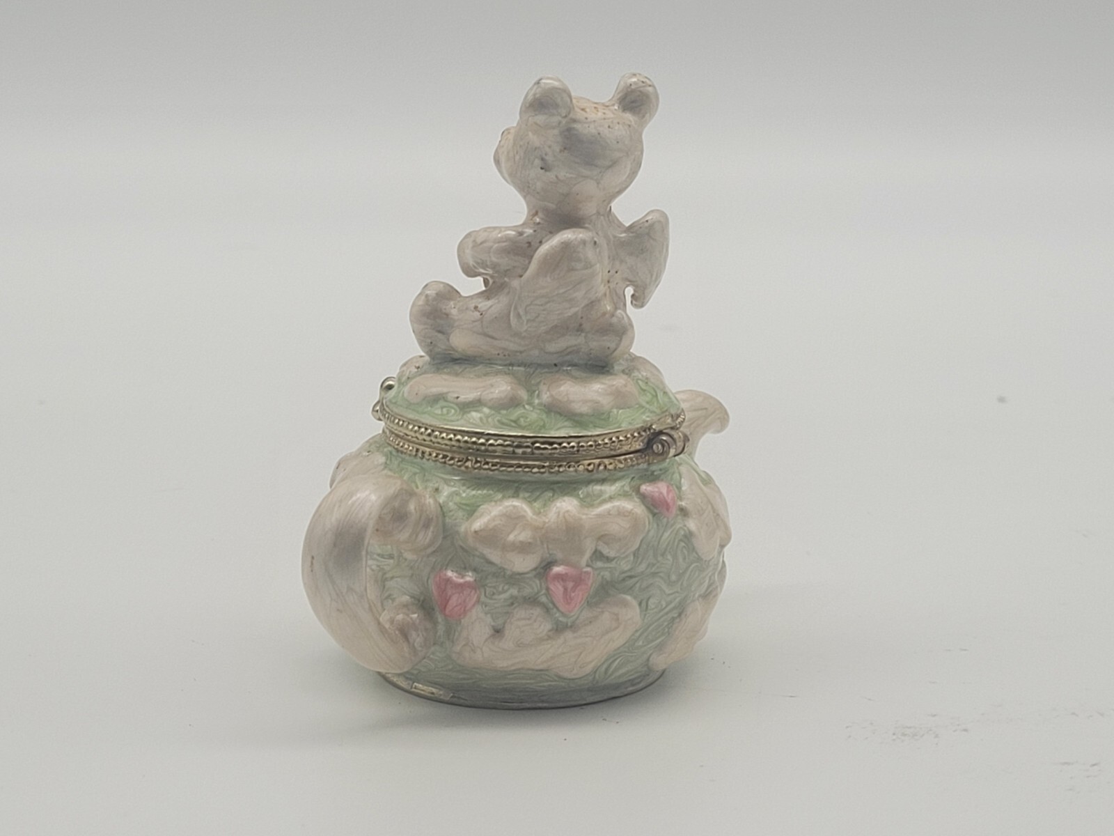 Teddy bear sitting on a teapot Trinket Box