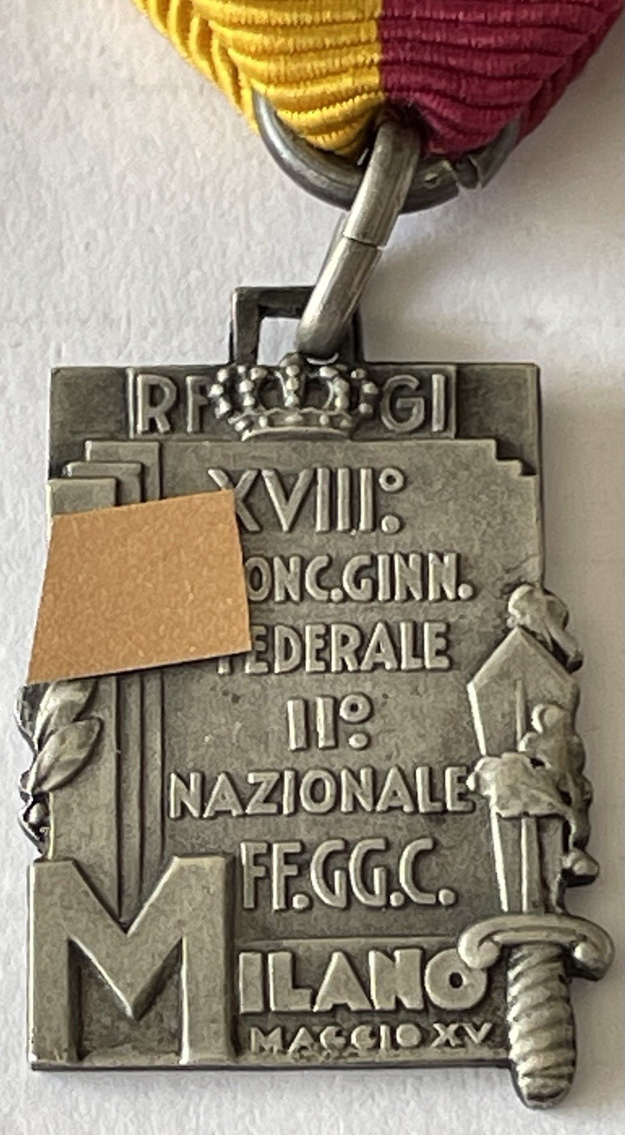 Medal FGC Concorso Ginnastico Federale Milano Sport 1937 RFGI Arg.
