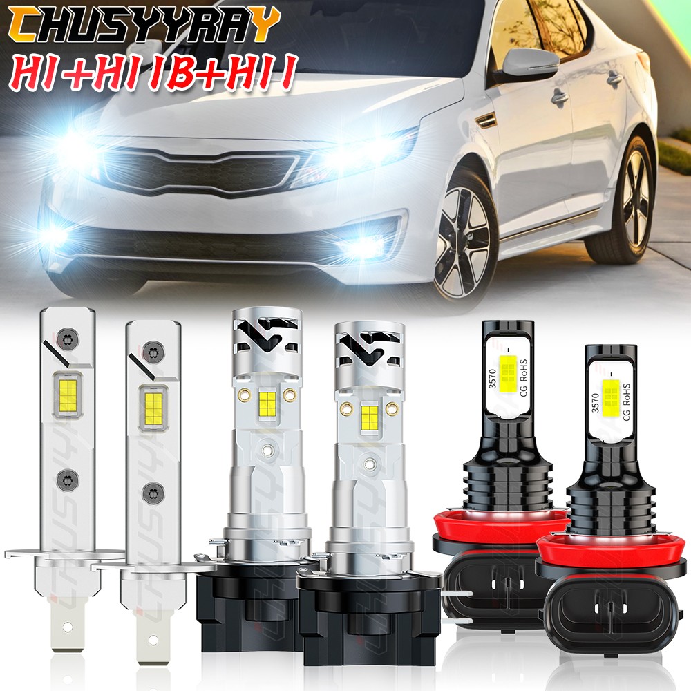 for 2011-2013 Kia Optima Led Headlight Hi/Lo+Fog lights Combo Bulbs White 6pcs