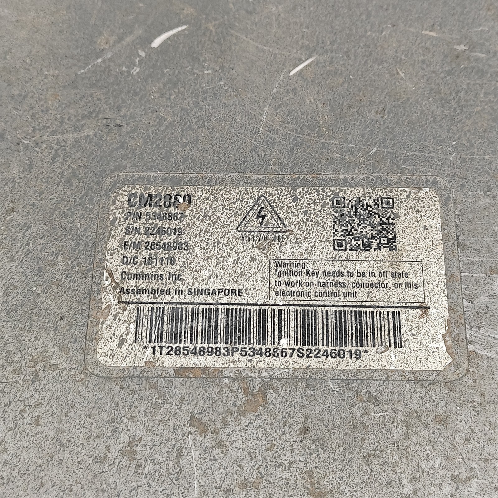 CUMMINS 5348867 ELECTRONIC CONTROL MODULE FOR ISM ISX CM2880