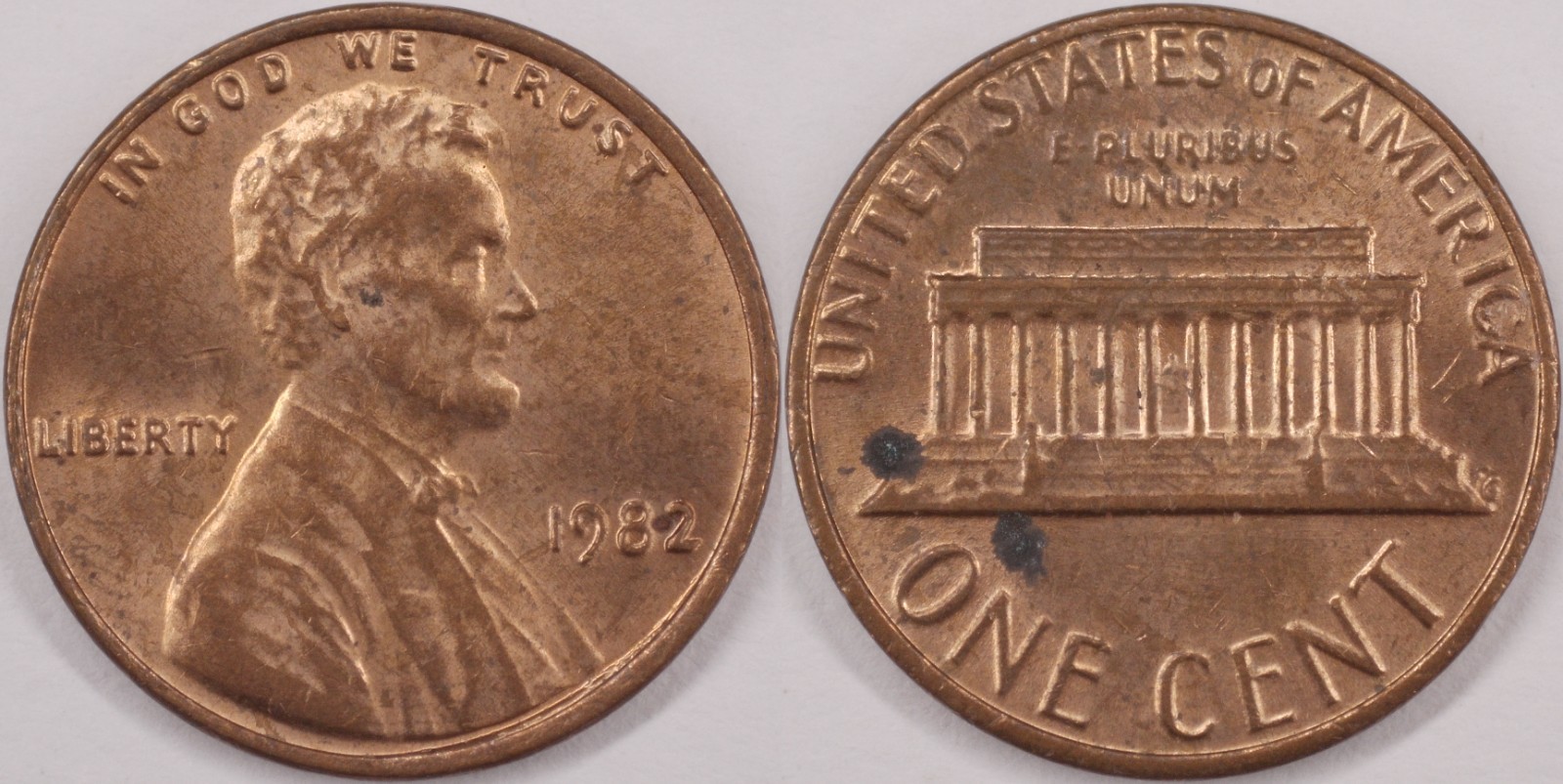 United States 1982 1 Cent [Bronze Large Date] Lincoln Memorial KM#201 Bronze