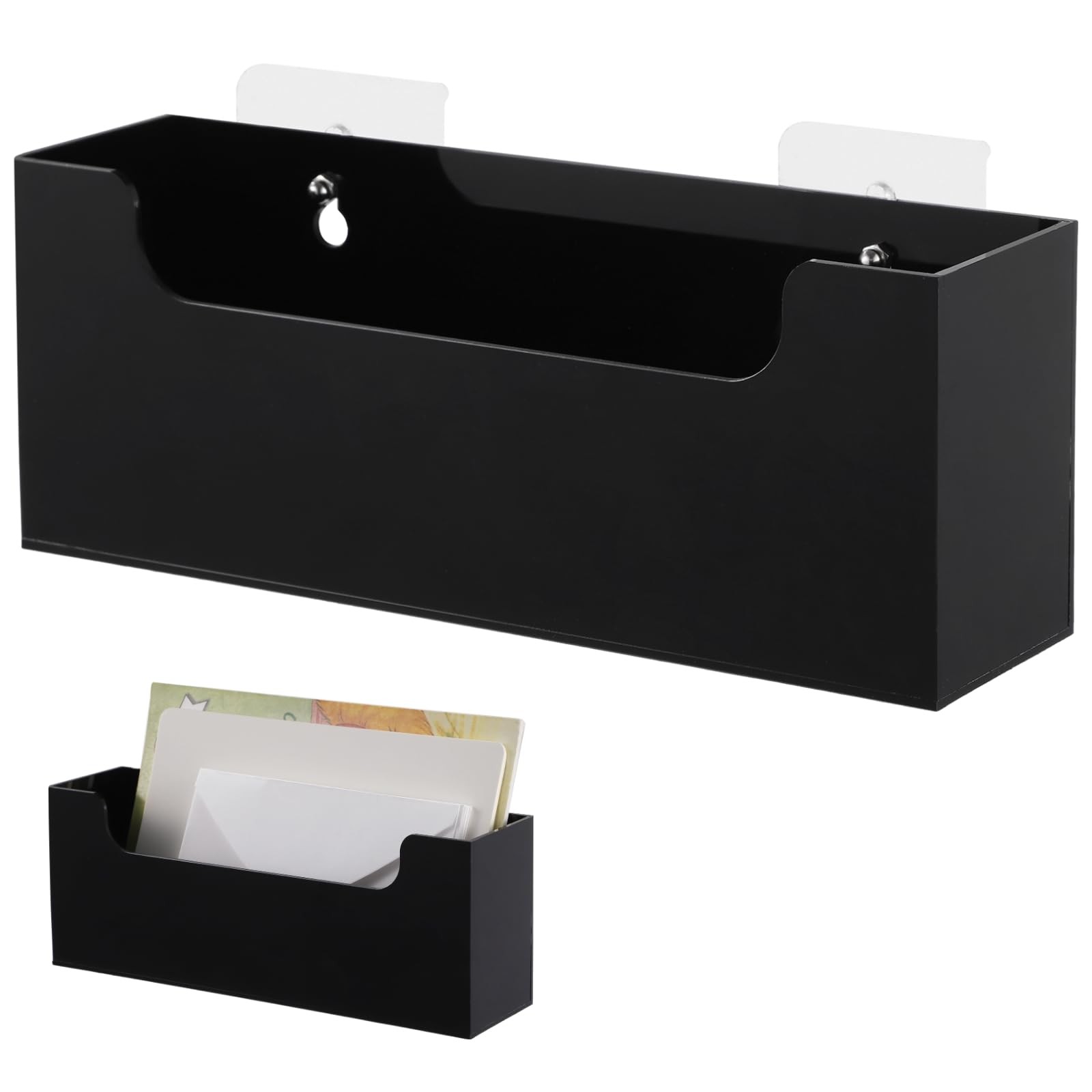 Clear Acrylic Black Mail Holder Box For Desk Wall Mount Organizer Tabletop