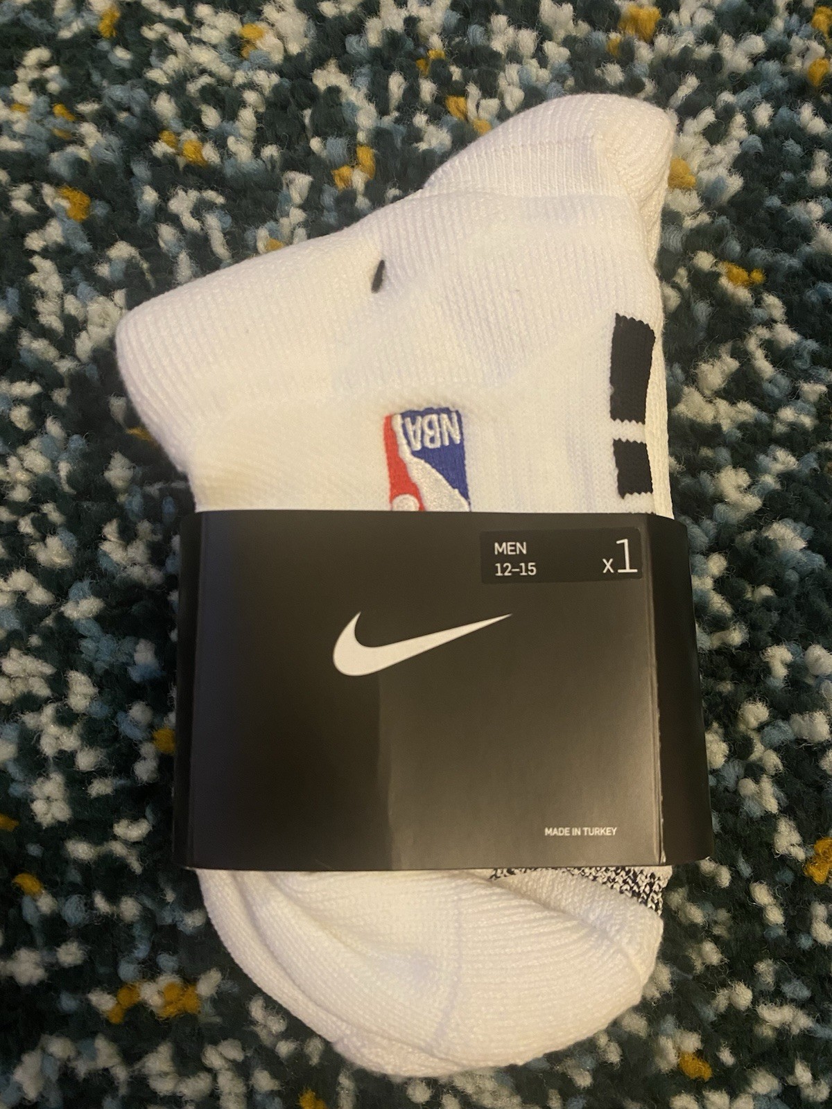Nike NBA Authentic XL Ankle Socks White Black Power Player Team Issued On Court