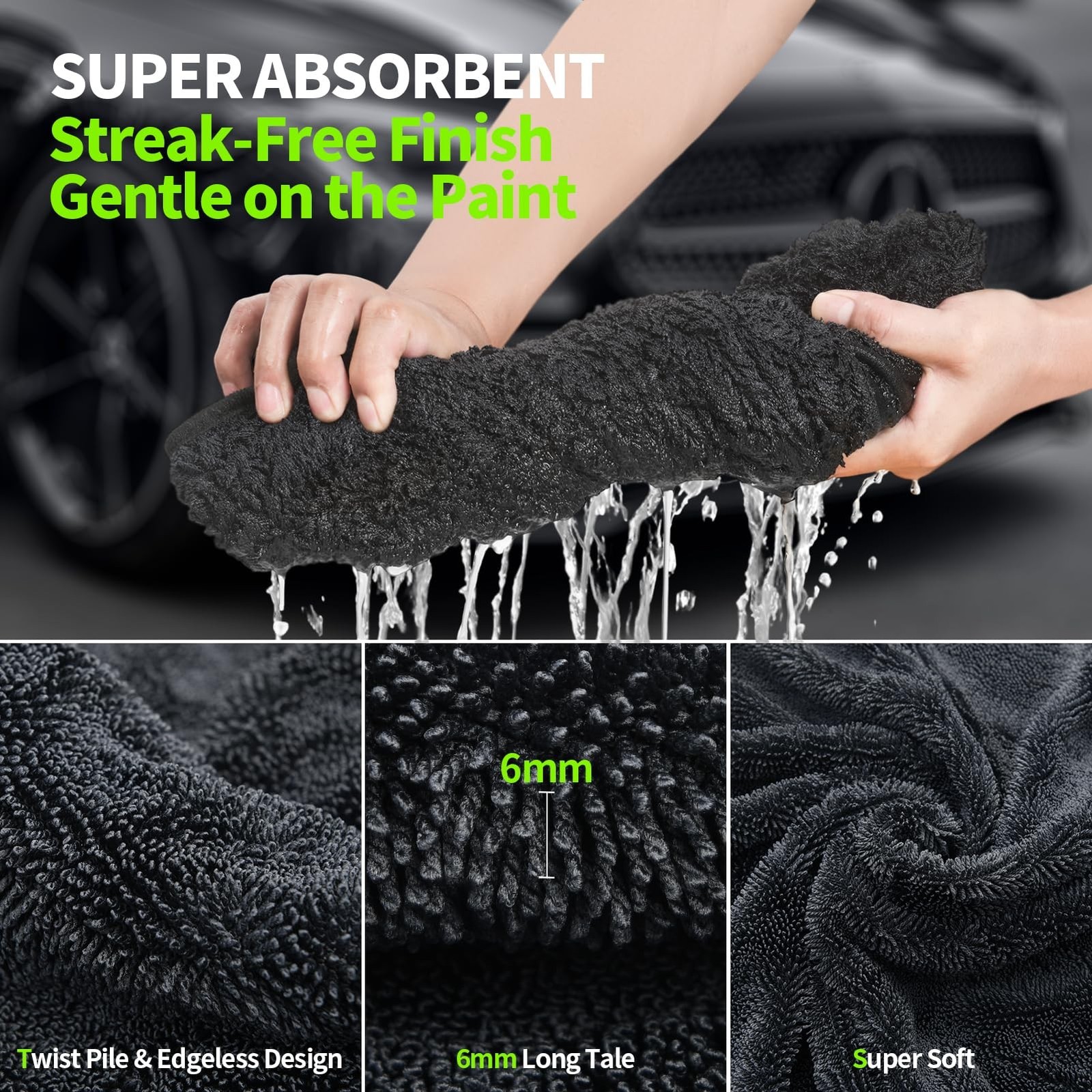 Wontolf Ultra Absorbent Car Drying Towels with Storage Bag, Extra Large Micro...