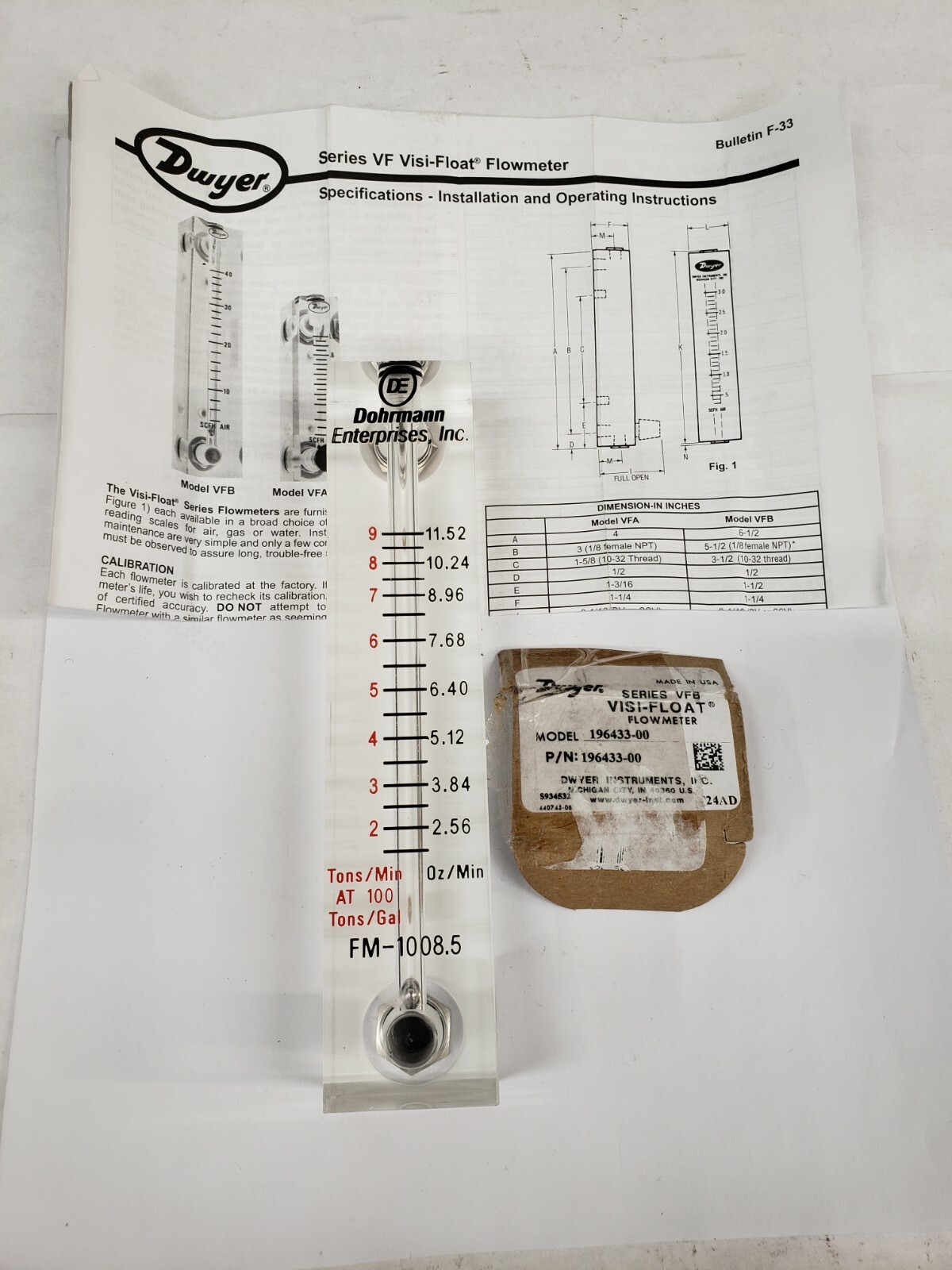 Dwyer 196433-00 Series VFB Visi-Float Flowmeter