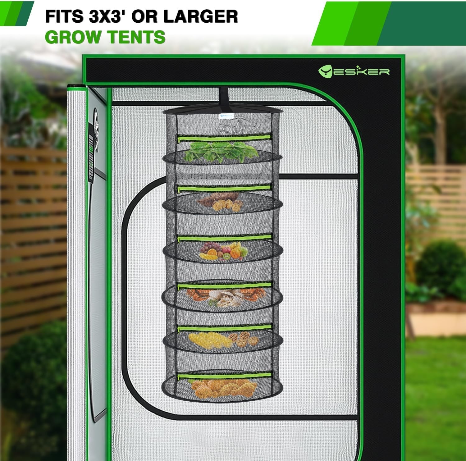 6 Layer Herb Drying Rack Hanging Mesh Net Foldable Plant Drying Racks 24" w