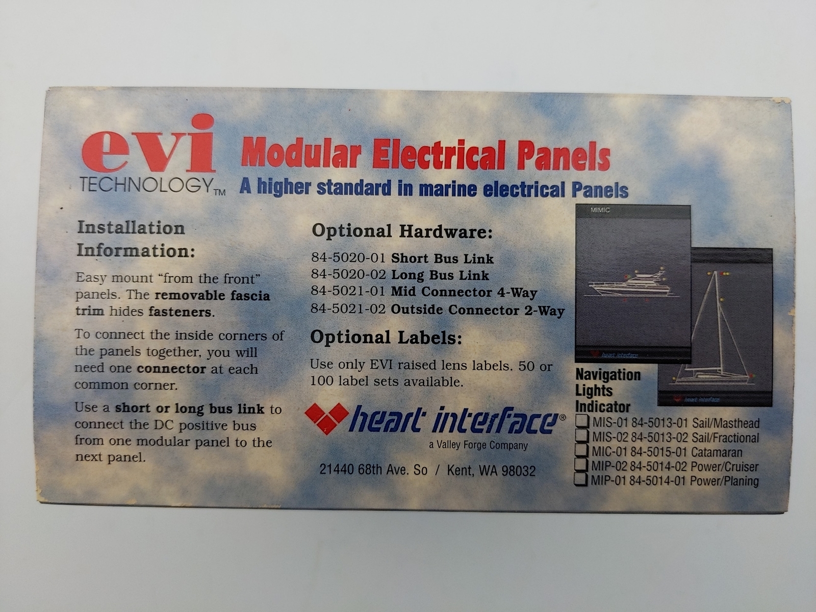 Heart Interface EVI Modular Electrical Panel Sailboat Navigation Lights Display