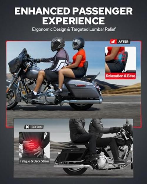 Passenger Sissy Bar Backrest, Quick Release Detachable Rear Backrest Black