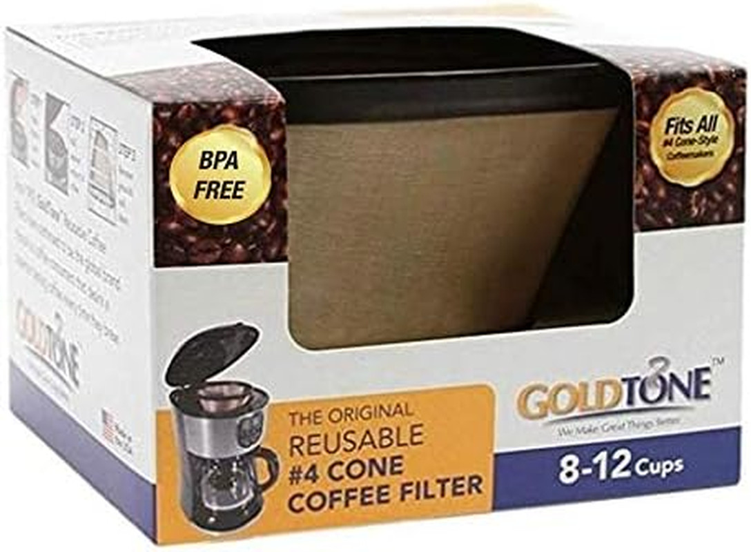 Goldtone Brand (Made in the USA) Reusable No.4 Cone Style Replacement Coffee Fil