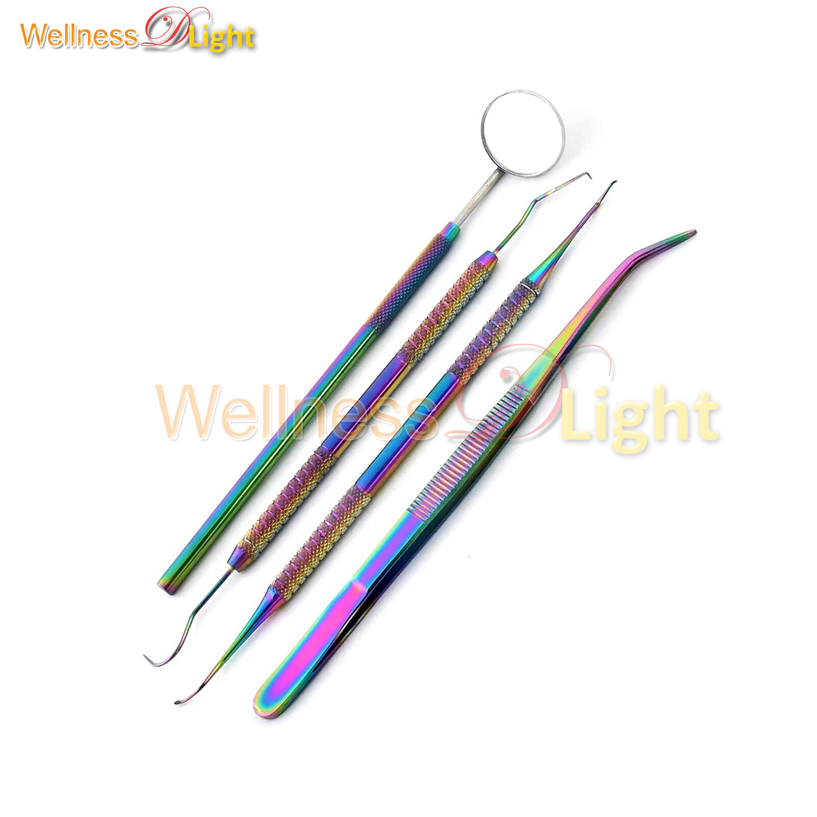 4 Pcs Hygiene Dental Instruments Dentist Tools  Multi Rainbow Color Stainless