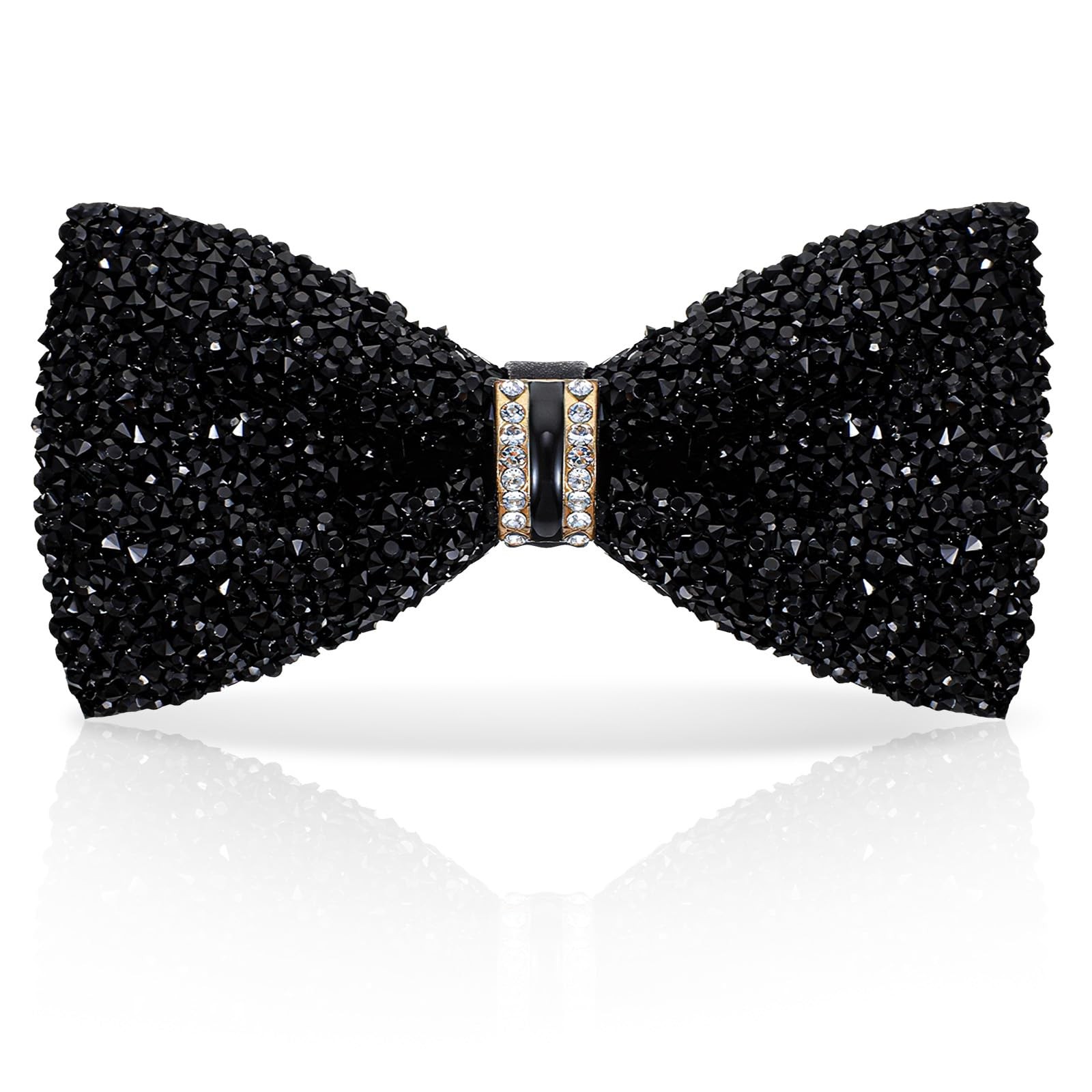 Rhinestone Bow Tie, Black Sparkly Bow Tie Adjustable Glitter Crystal Necktie ...