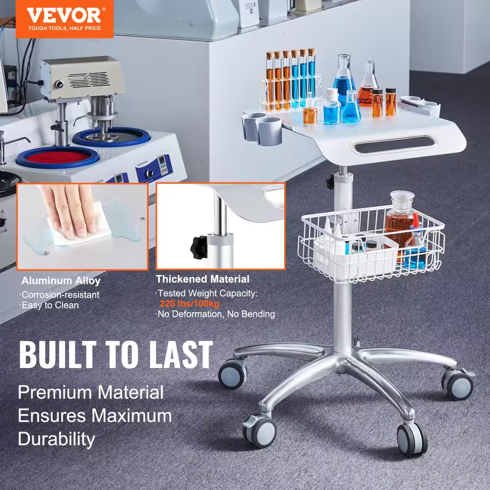 Medical Cart, Salon Cart with Wheels, Mobile Trolley Cart Height Adjustable,Roll