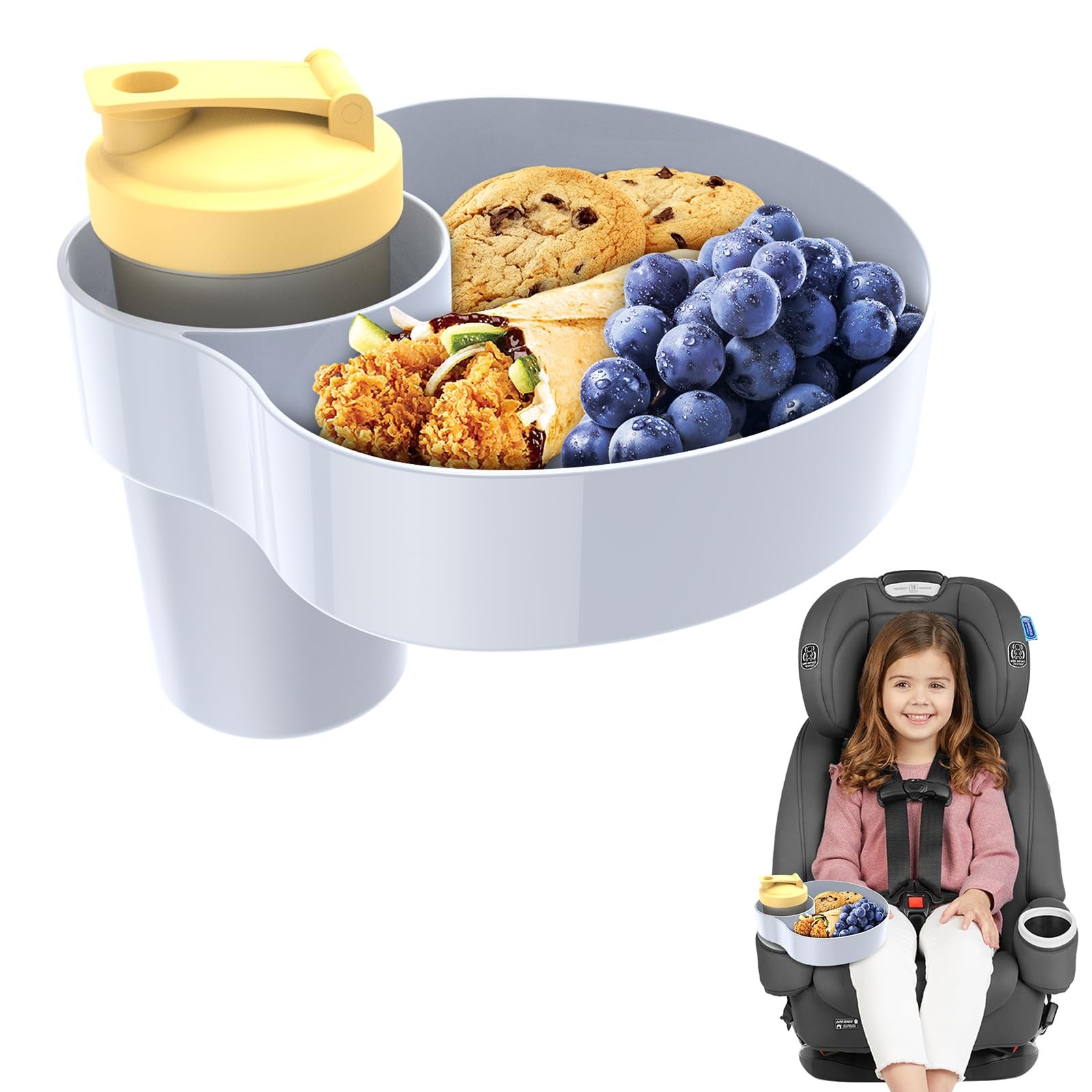 Resptasski Car Seat Cup Holder Snack Tray for Kids Travel, Booster & Stroller