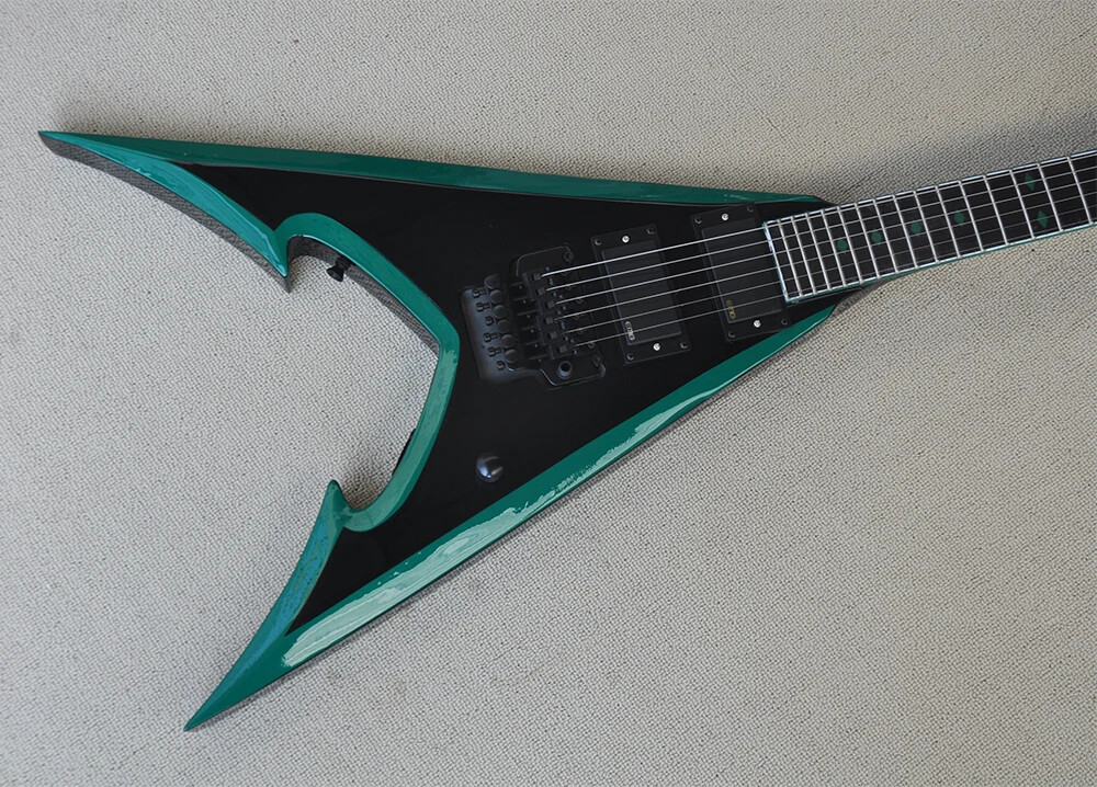 New Black V Shaped Electric Guitar with Tremolo,Rosewood Fretboard,24 Frets