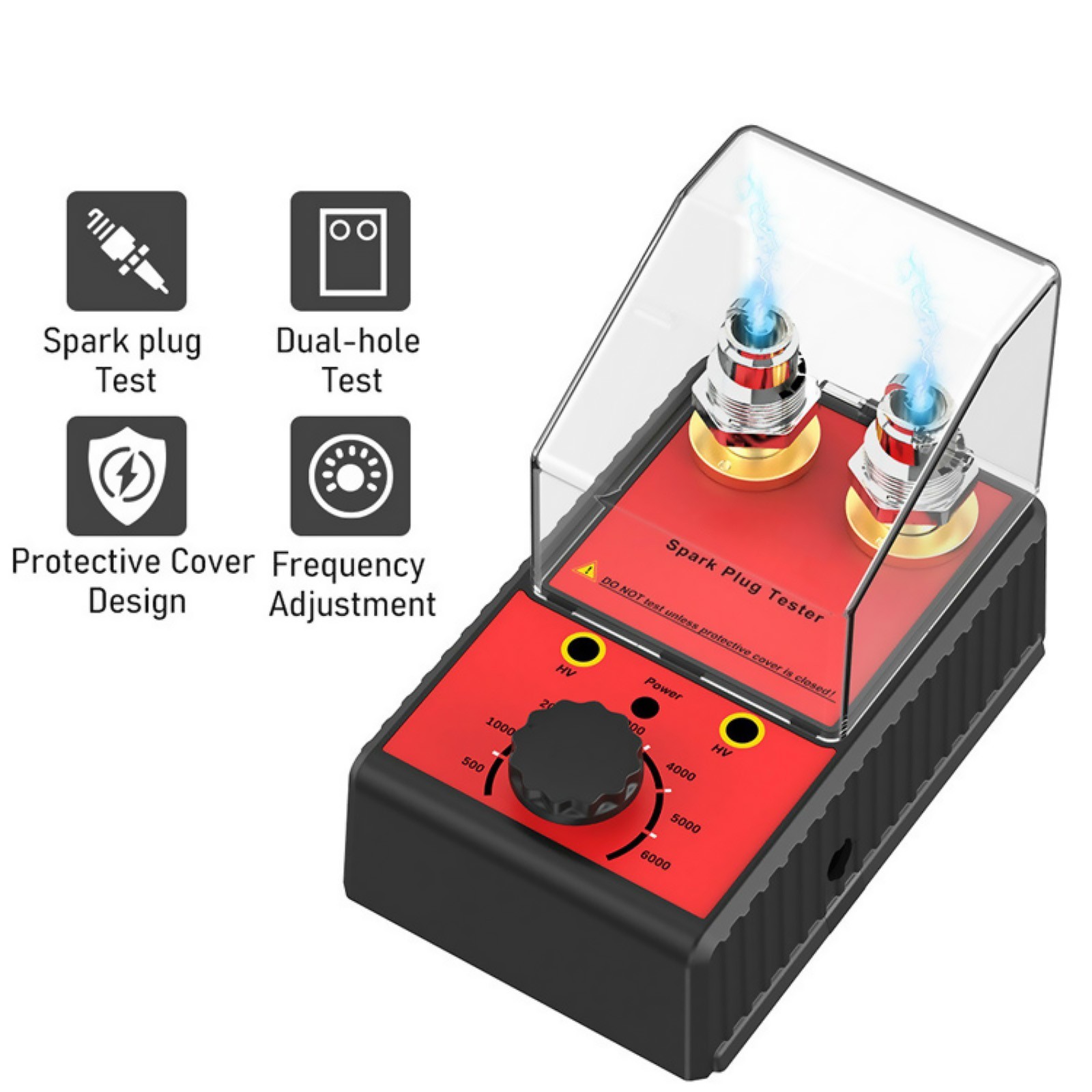 For Car 12V Spark Plug Tester Dual Hole Diagnostic Ignition Coil Analyzer Tool