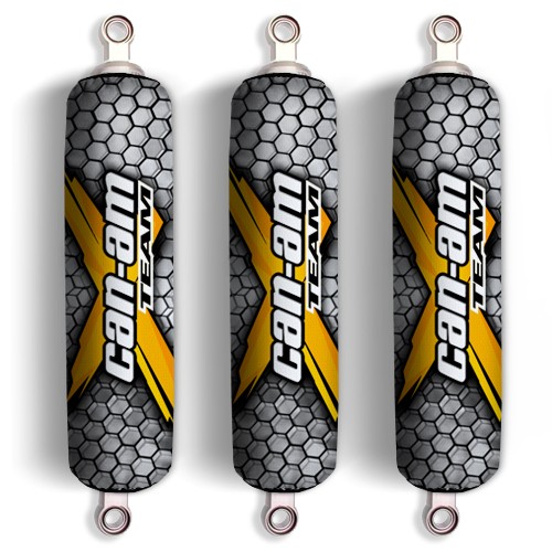 Yellow X Can Am Team Shock Covers Bombardier DS 450 650 ATV (Set of 3) NEW