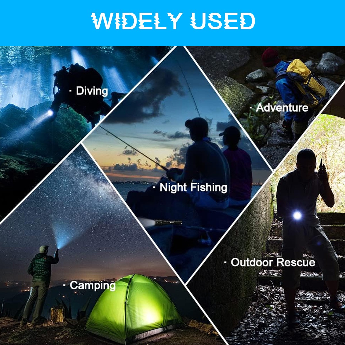 Underwater Flashlight Professional Diving Light LED Waterproof Dive Scuba Lamp
