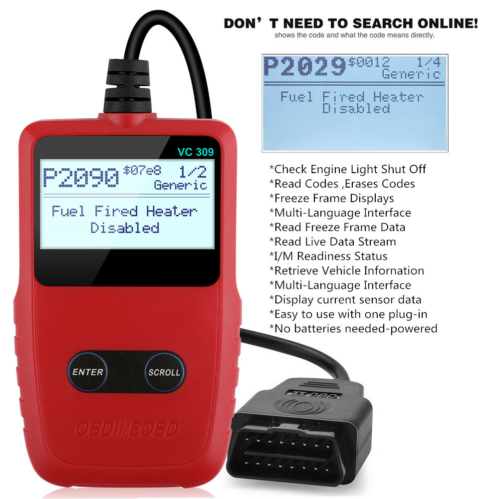 Auto Check Engine Battery Test OBD2 Scanner ODB2 Code Reader Car Diagnostic Tool