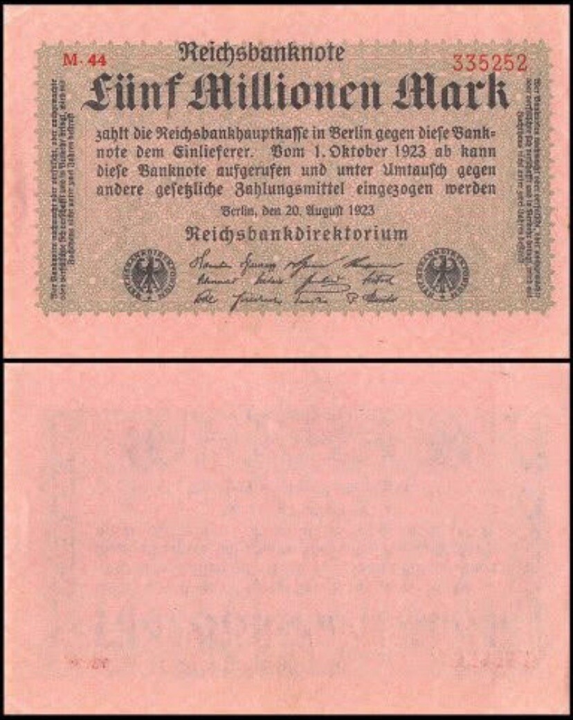 GERMANY 5 Million Mark, 1923, P-105, World Currency