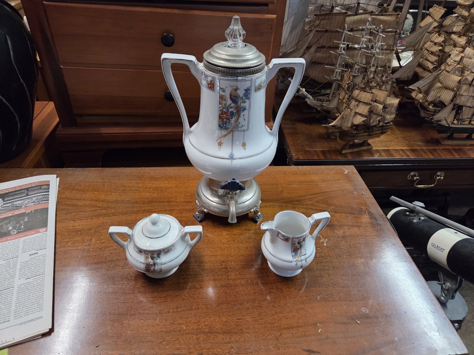 Antique Royal Rochester NY Art Deco  Porcelain Coffee Percolator Set