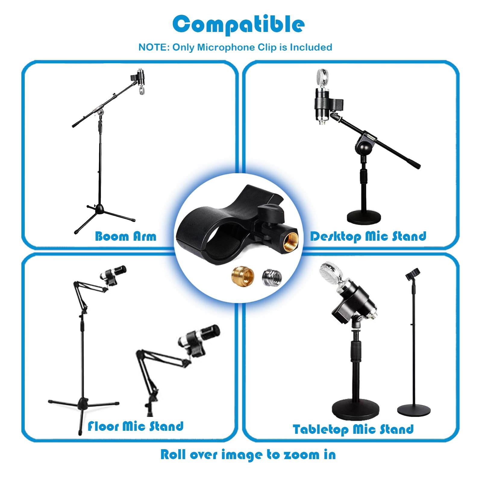 Large Microphone Clip, Heavy-Duty Universal Microphone Clamp with Adjustable .
