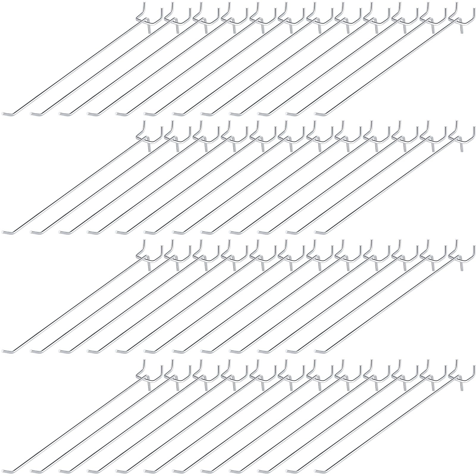 100 Pack 10 inch Peg Board Hooks, Stainless Steel, Fits 1/8, 1/4, Organizer