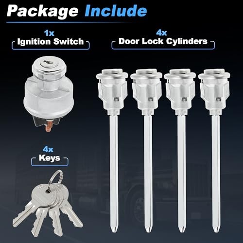 Ignition Switch Assembly Kit with 4 Door Lock Cylinders & 4 Keys for Peterbilt