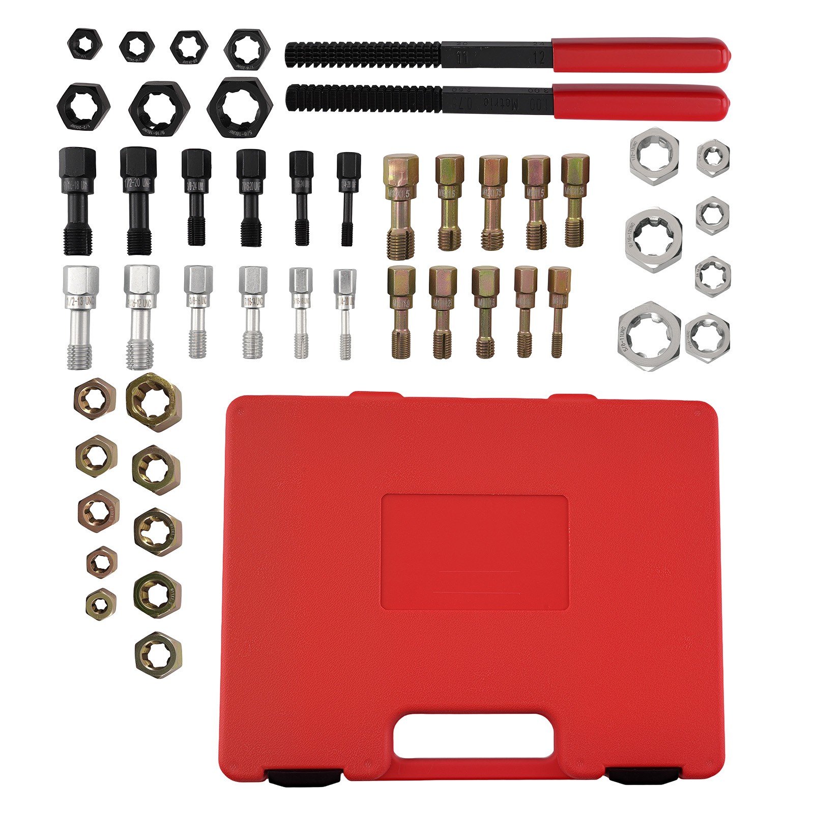 48Pc Tap and Die Set Thread Chaser Repair Kit Metric SAE Rethreading