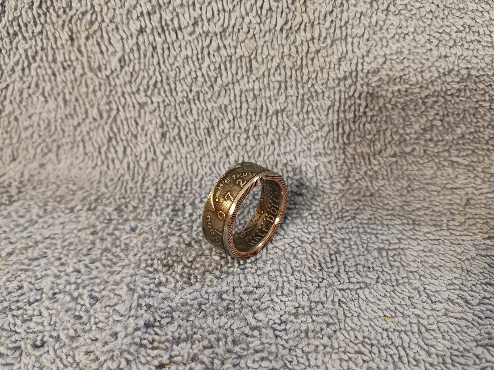 1972  Kennedy Half Dollars  size 10   coin ring  handmade mixed metals (A)