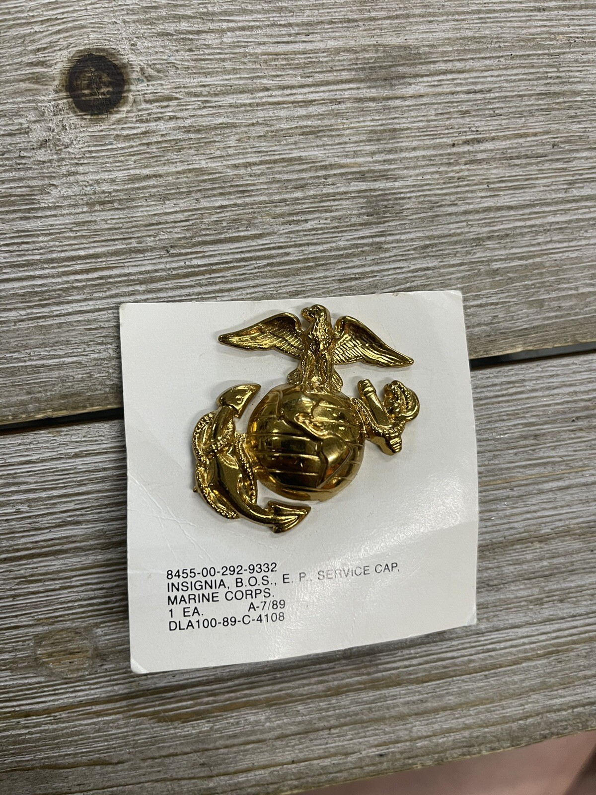USMC EP Service Cap Insignia Single Screw Back Pin Gold-Tone